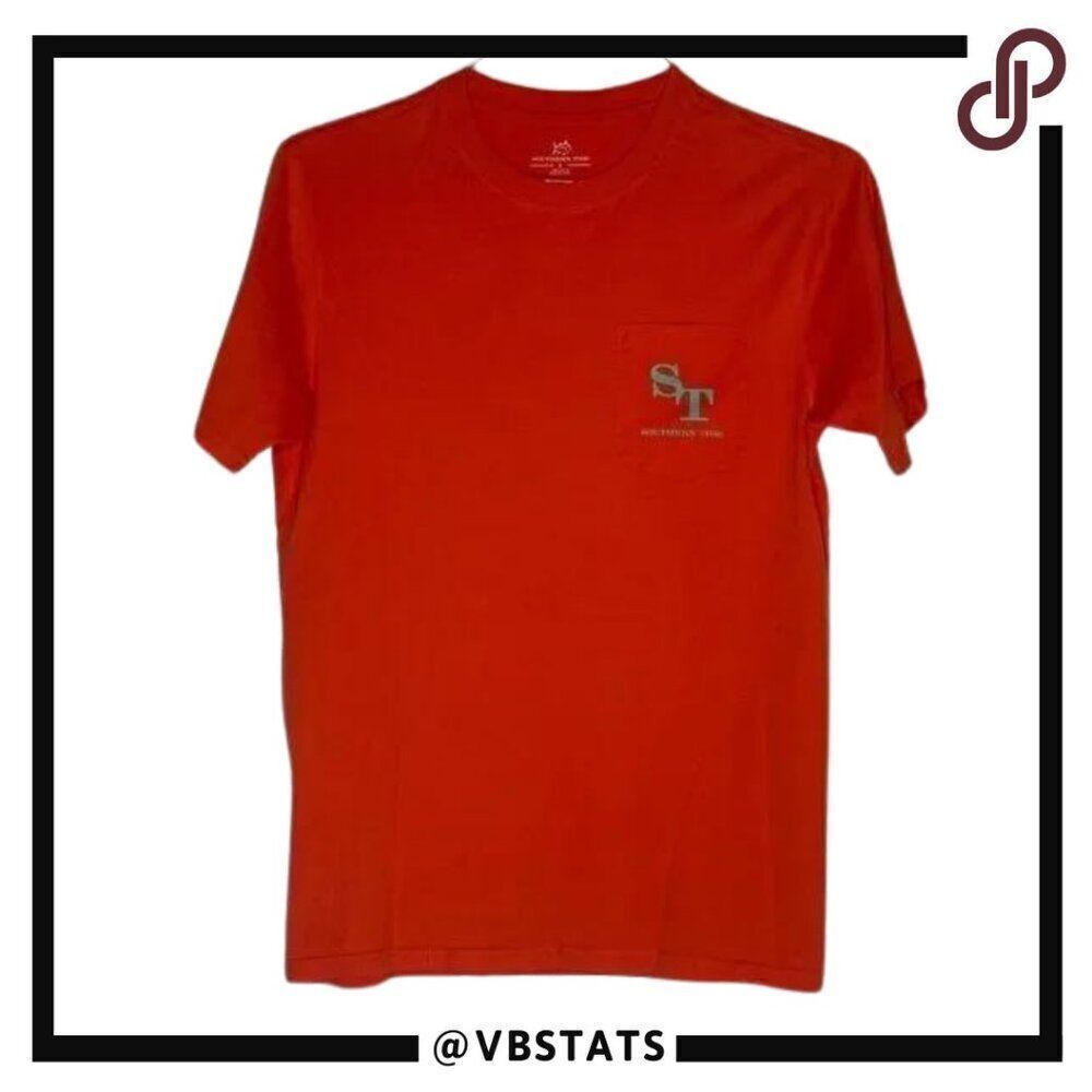 Small Southern Tide Orange-Red and Green Graphic Fish SS Shirt Size Small‎